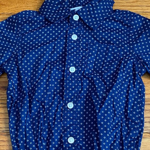 Carter's ❤️ Navy Button Front Polka Dot Romper Size 9 Month (PRE-LOVED) - Picture 2 of 5